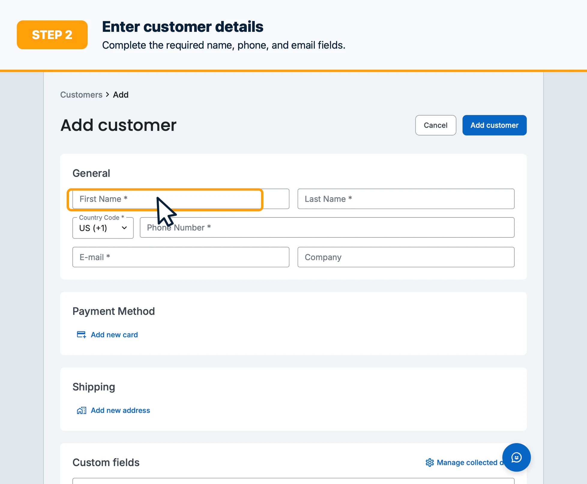 Step 2: Enter contact details