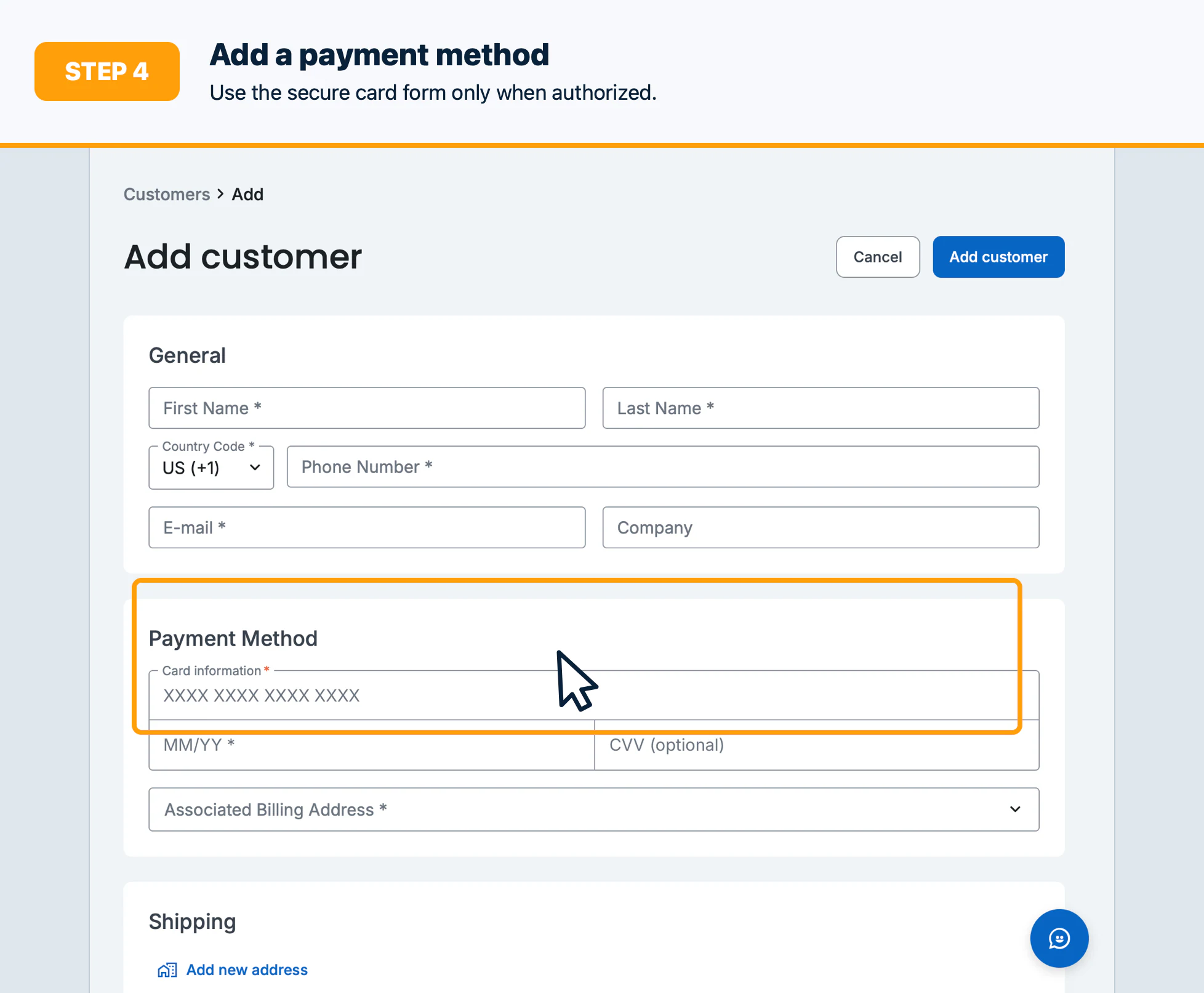 Step 4: Add a payment method