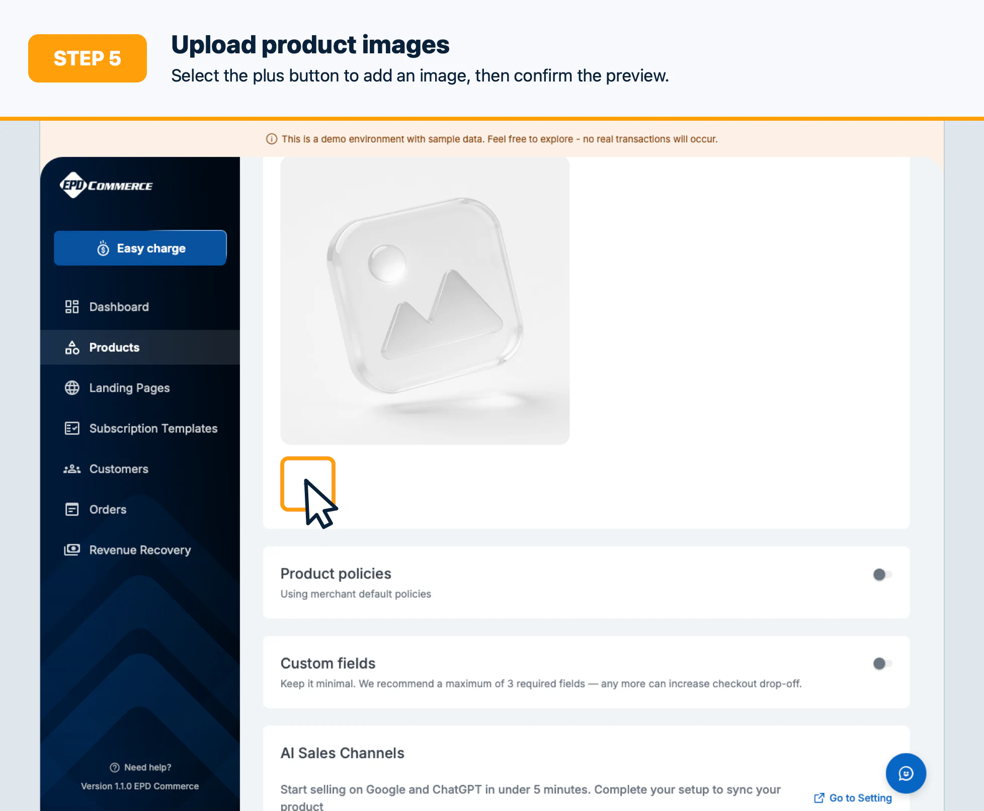 Step 5: Upload product images