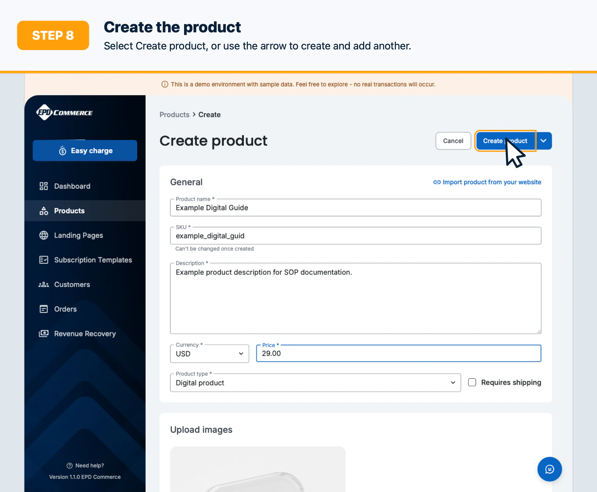 Step 8: Create the product