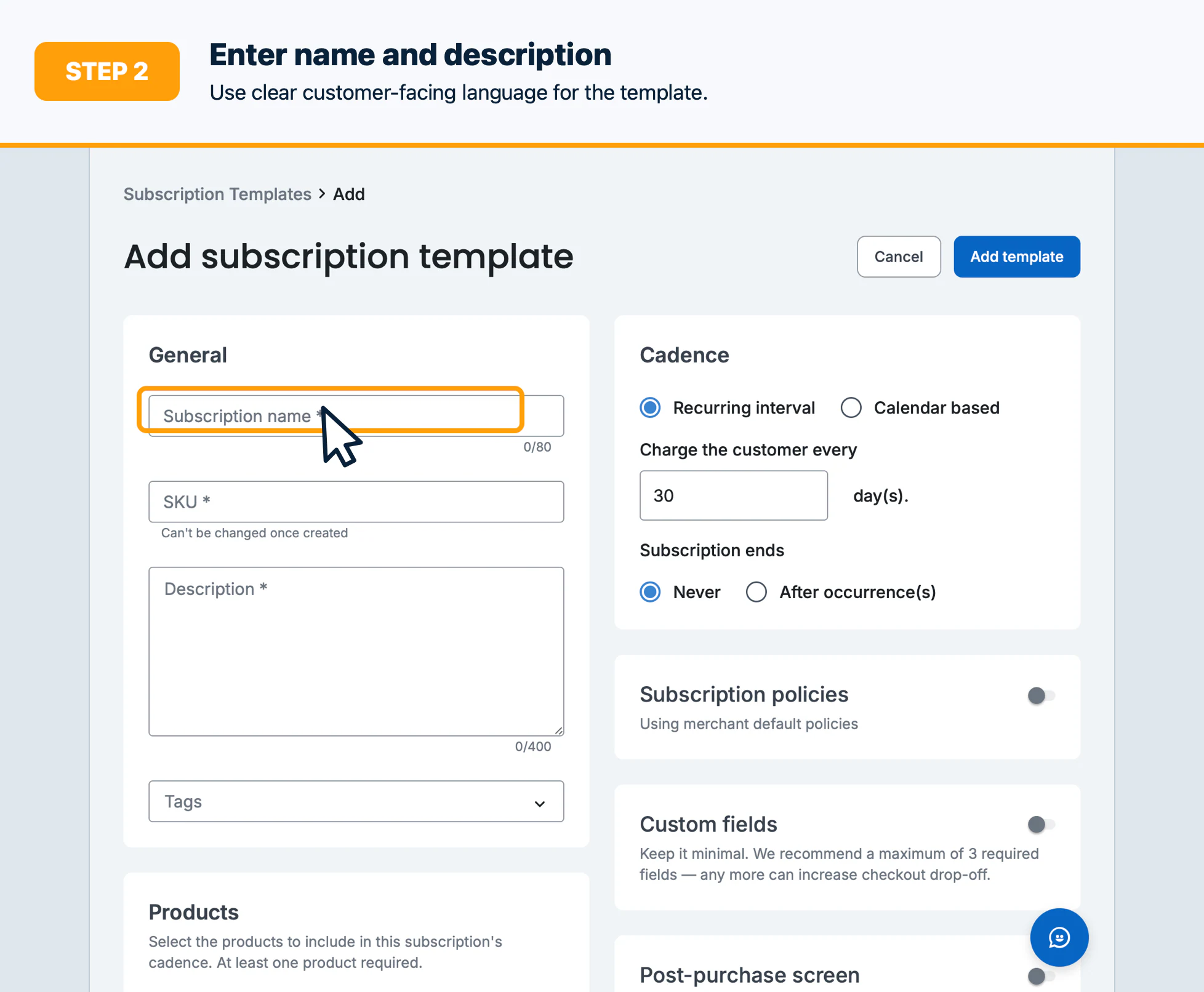 Step 2: Enter name and description