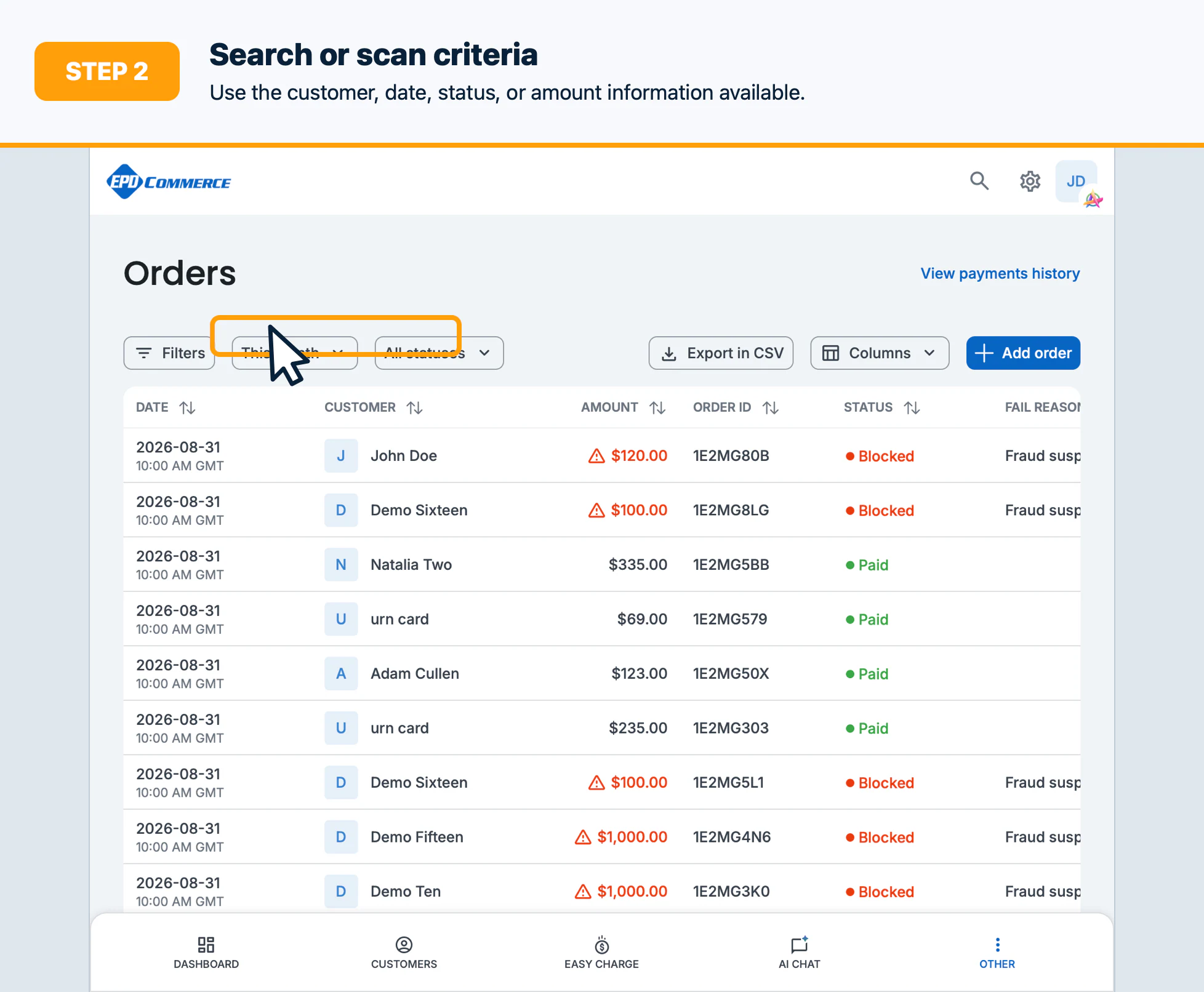 Step 2: Search criteria