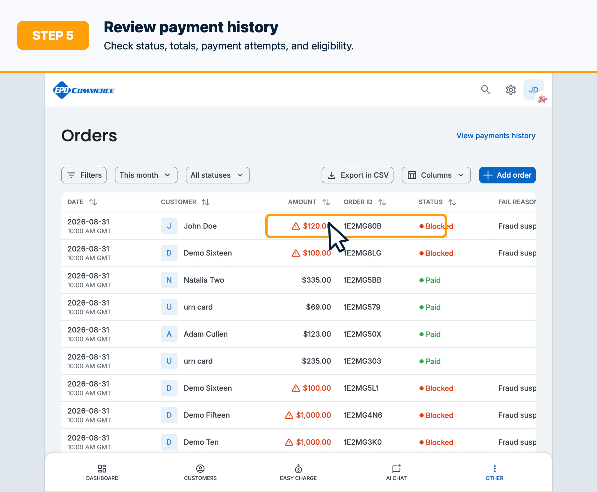 Step 5: Review payment history