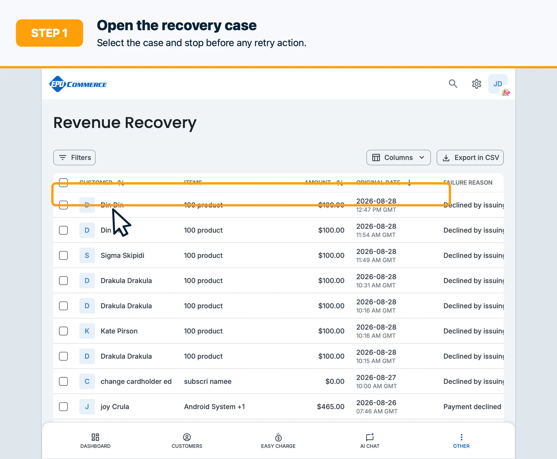 Step 1: Open the recovery case