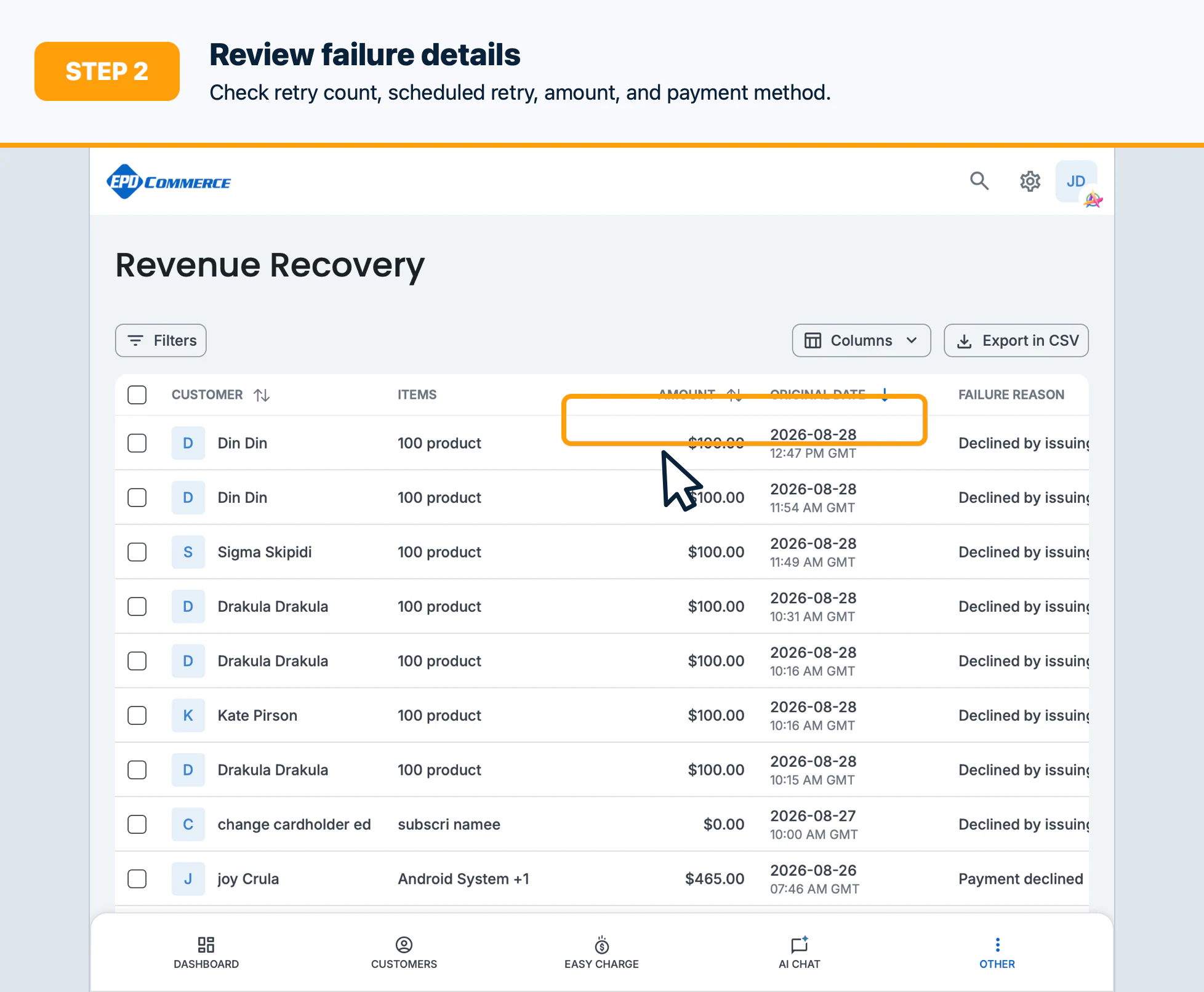 Step 2: Review failure details