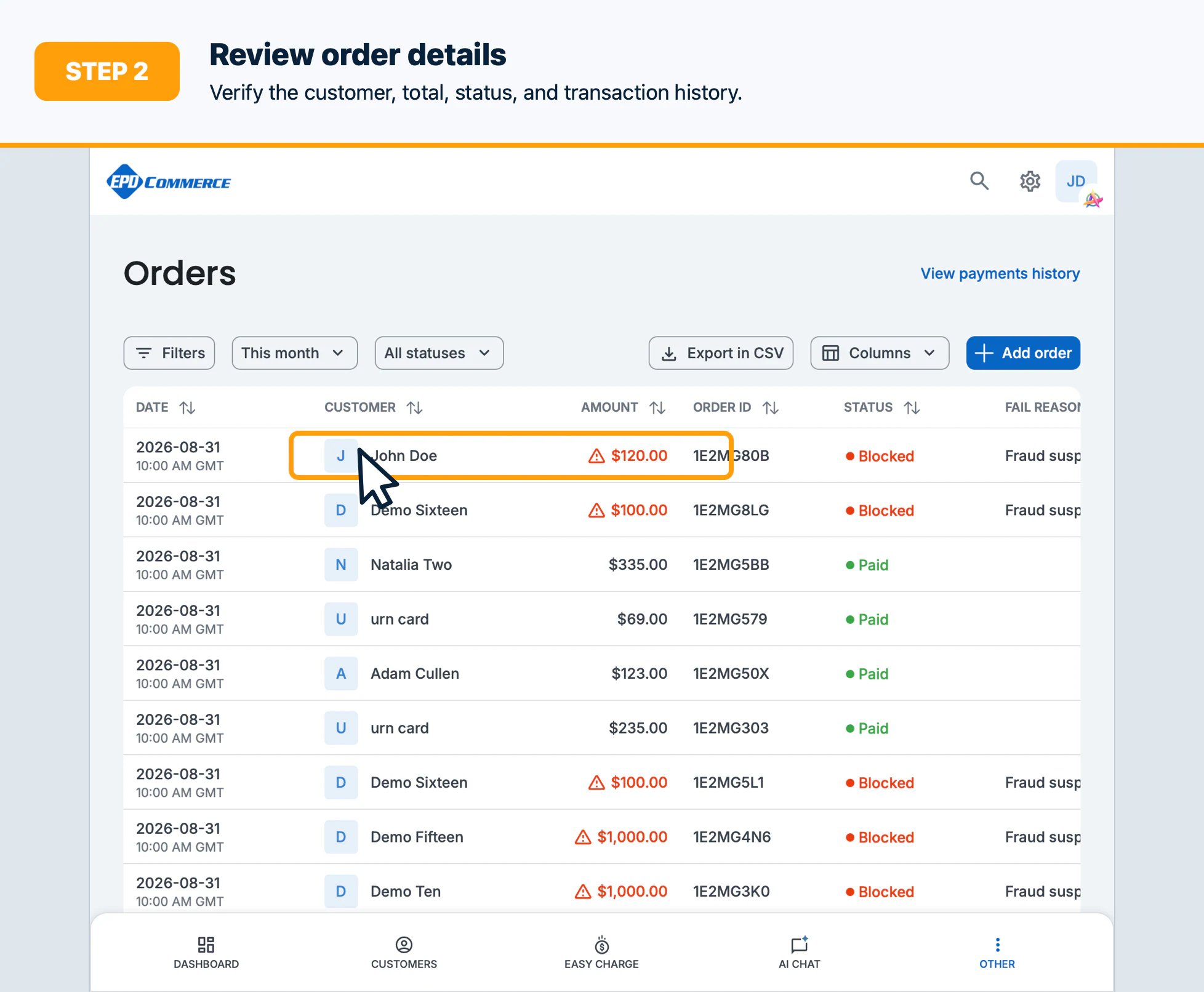 Step 2: Review order details