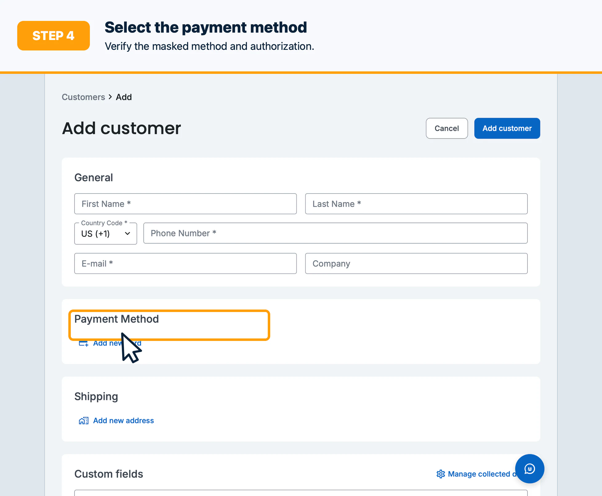 Step 4: Select the payment method