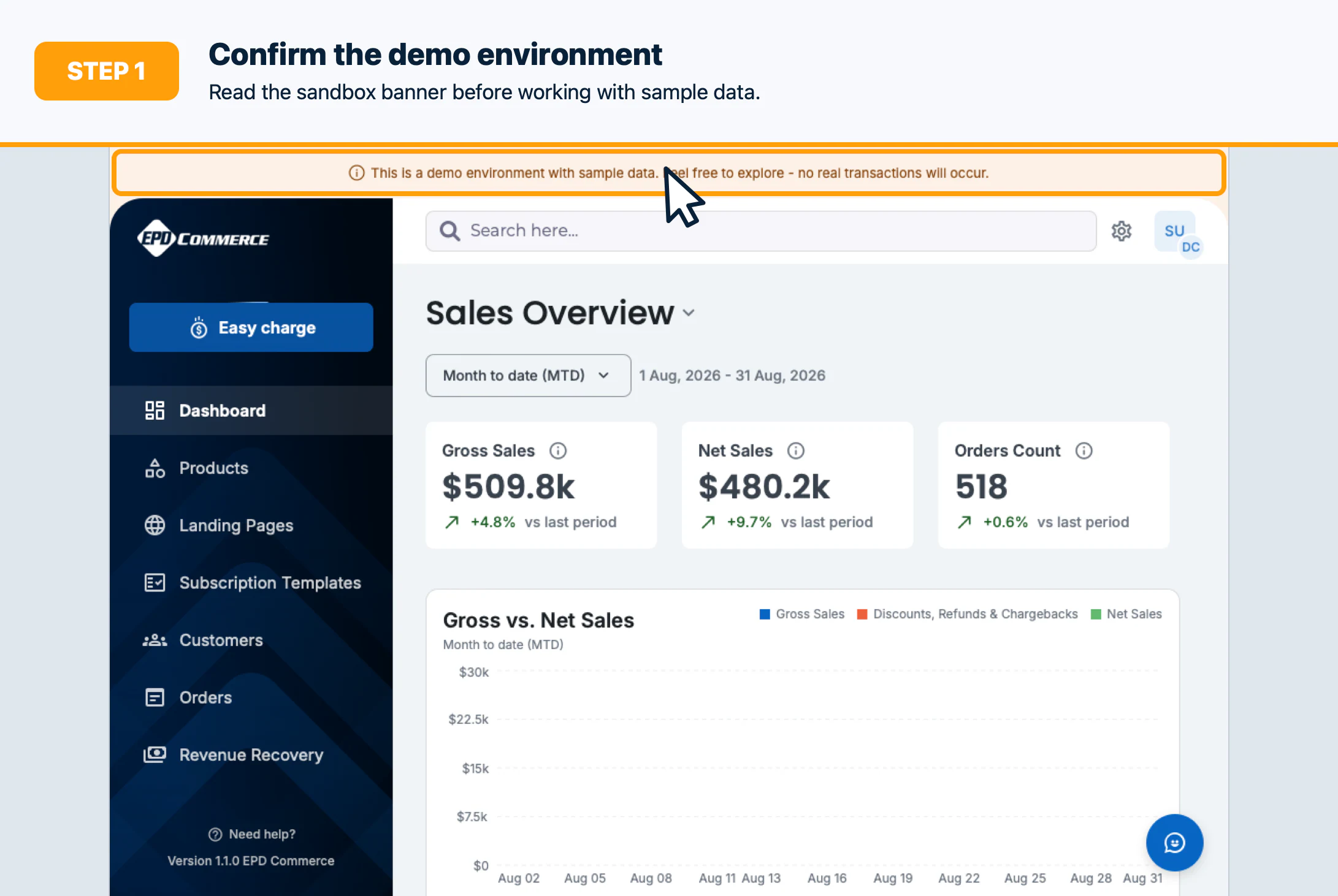 Step 1: Confirm the demo-environment banner
