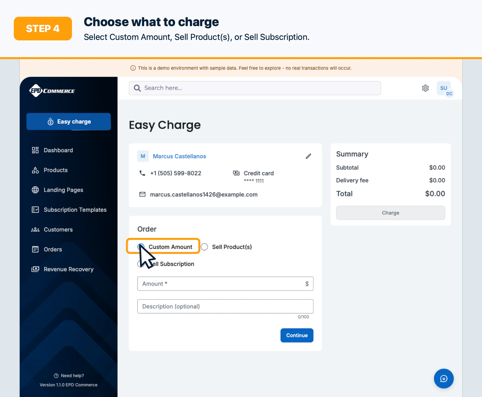 Step 4: Choose what to charge