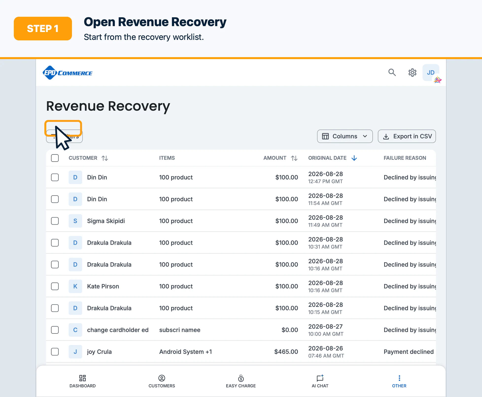 Step 1: Open Revenue Recovery
