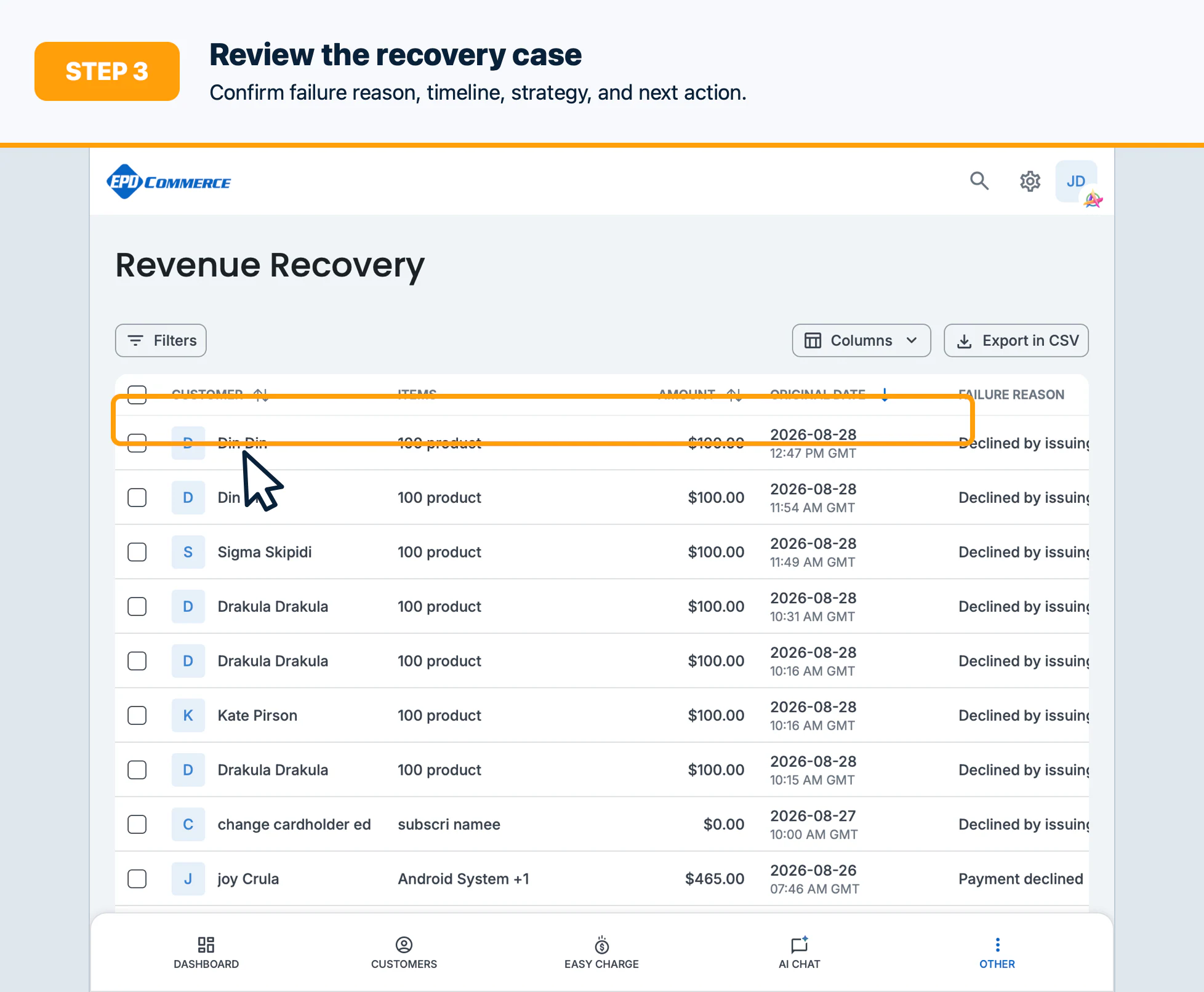 Step 3: Review the recovery case